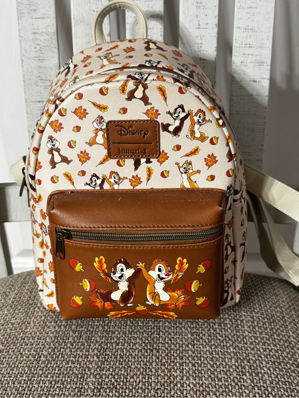Loungefly Chip and Dale Autumn Mini Backpack – Cream & Brown